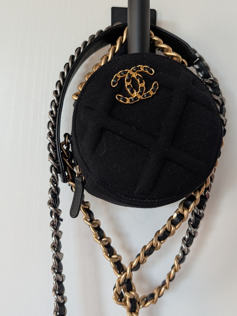 Chanel Black Quilted Round Crossbody Bag with Gold-Tone CC